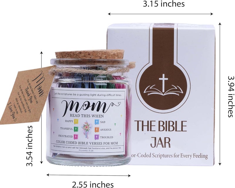 SOLMAYCO Mothers Day Gifts for Mom – Bible Verse Jar with 92 Scriptures of Faith & Encouragement | Christian Easter Gift for Mother | Spiritual Affirmation Jar | Meaningful Gift from Daughter or Son - Image 3